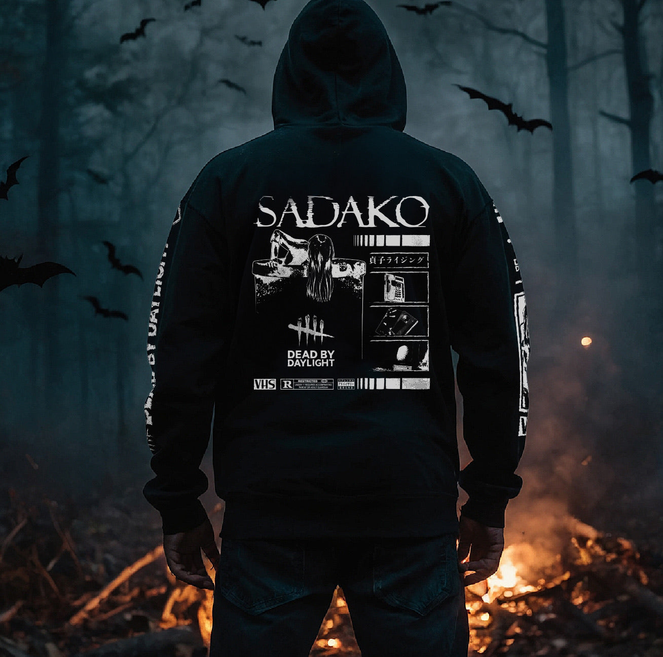 Retro Sadako Hoodie - Black